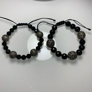 Custom black with sterling silver accent bracelet